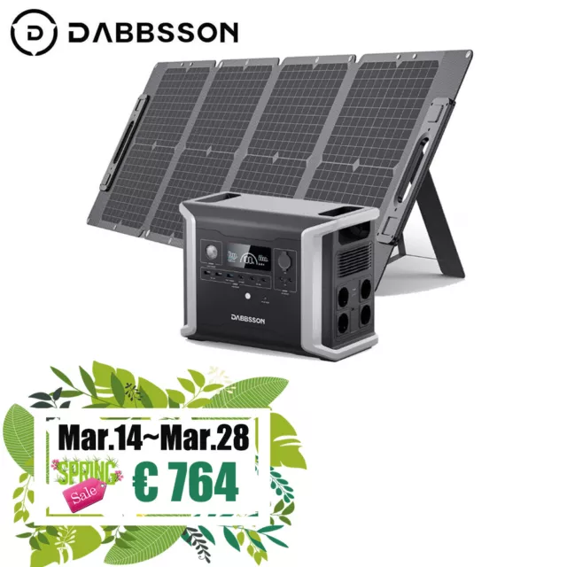 Dabbsson 1330Wh Tragbare Powerstation Outdoor Solargenerator mit 120W Solarpanel