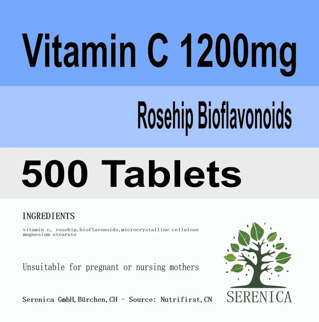 Vitamin C 1200mg Rosehip & Bioflavonoids x 500 Tablets