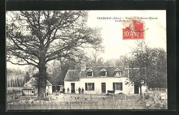 CPA Verberie, Poste de la Basse-Queue