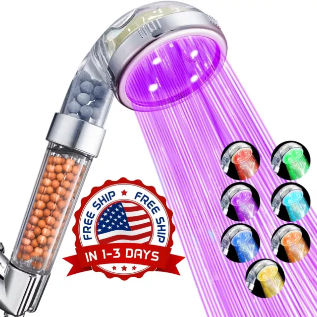 Alta Presion LED Alcachofa De Ducha De Mano Con Filtracion Ionic Para Baño NUEVO