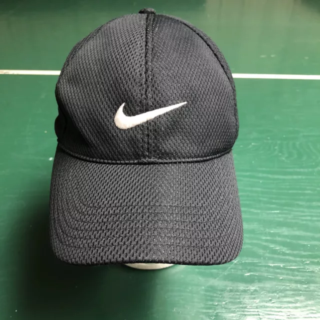 Nike Mesh Hat Black OSFA Adjustable Hook And Loop Strap Cap Embroidered