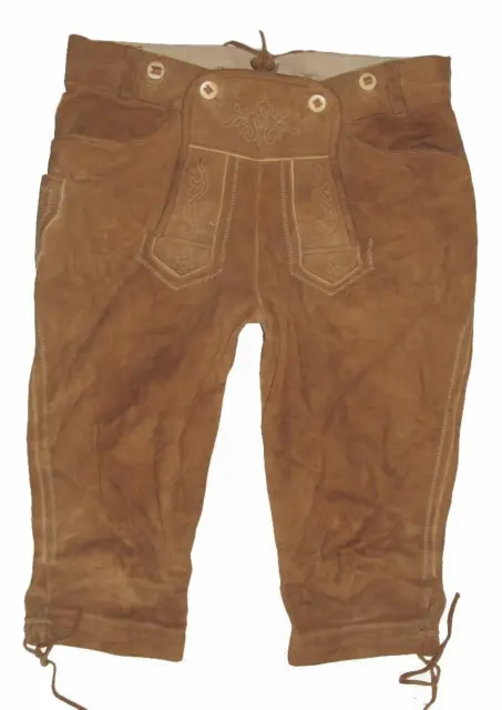 " GAMSBOCK " Men's Traditional Costume Kniebund- Leather Pants IN Braun Size