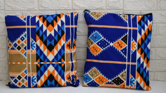 Set of 2 Egyptian Bedouin Kilim Cushion Cover, Decorative Boho Tribal Pillows #6