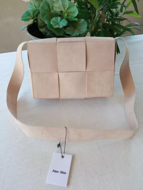 Borsa pochette borsetta marsupio donna ragazza intrecciata beige (NON IN PELLE)