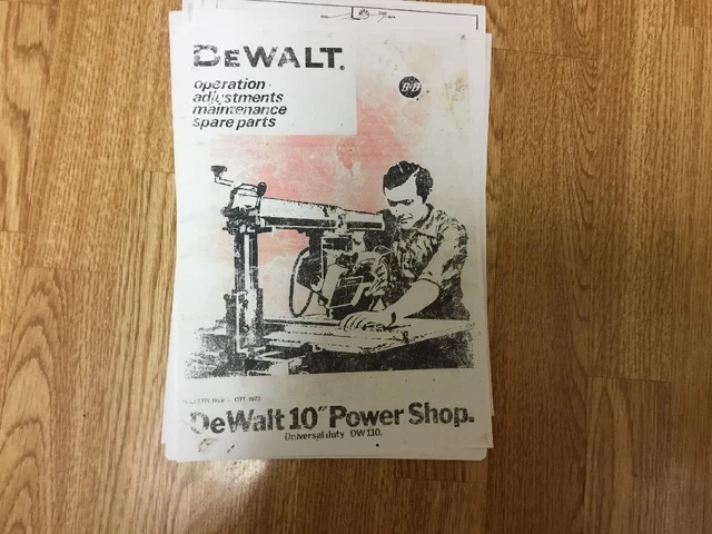DEWALT RADIAL ARM Saw Manual/Booklet DW 110 Model Free Postage £3.70 ...