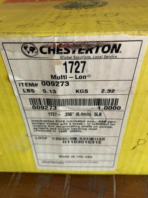 CHESTERTON 1727 MULTI-LON .25" (6.4mm) 5LB MECHANICAL PACKING (partial roll)