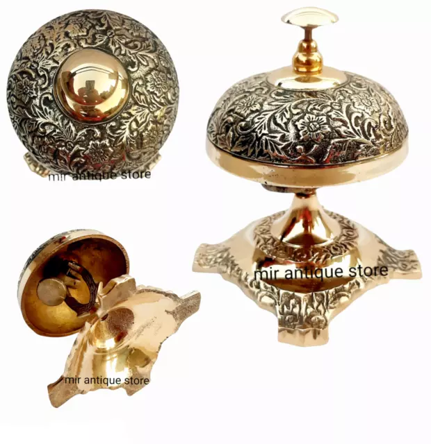 Ornate Desk Bell Solid Brass Beautiful Table Bell Calling Bell Reception Bell