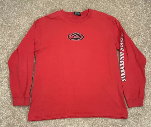 Vintage Quicksilver Shirt Men's Sz L Red Black Long Sleeve 90's Made In USA