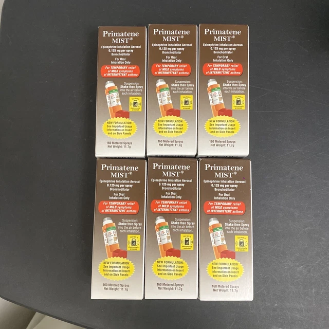 Lot 6 Primatene Mist Epinephrine Inhalation Aerosol 160 Sprays EXP 1/24-2/24 Lot 6 Primatene Mist Epinephrine Inhalation Aerosol 160 Sprays EXP 1/24-2/24