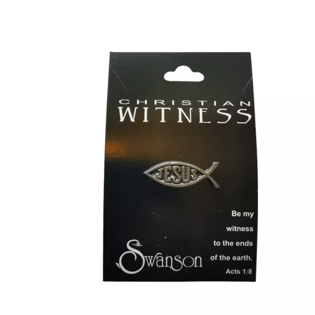 Jesús Fish Pin Insignia Color Plata Metal Ichtus 2.5cm Cristiano Regalo