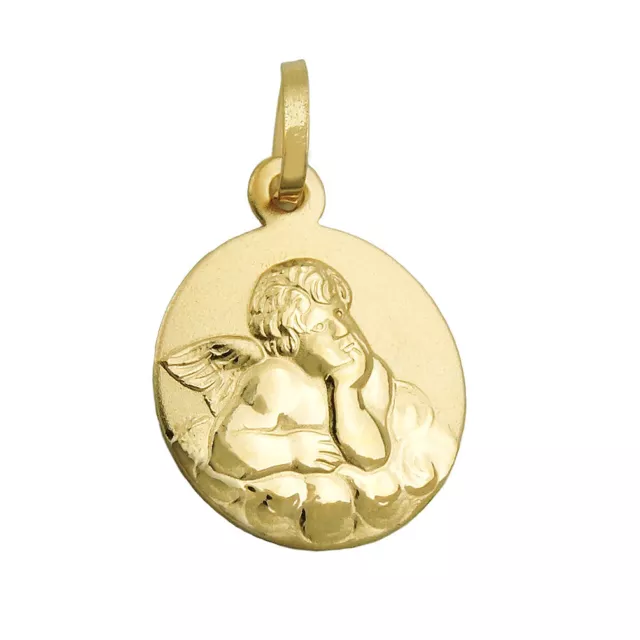 Echt Gold 333 Engel Anhänger Baby Kinder Schutzengel rund 12 mm mit Namen Gravur