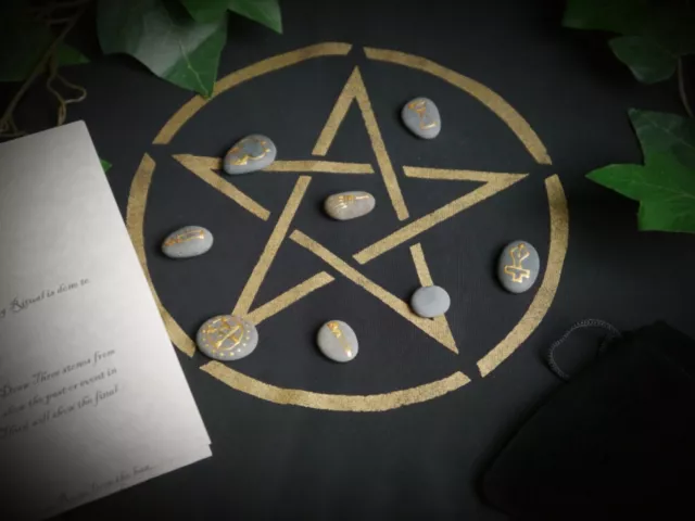 Witches Casting Stones Wicca Pagan Witchcraft Runes Divination Altar Cloth