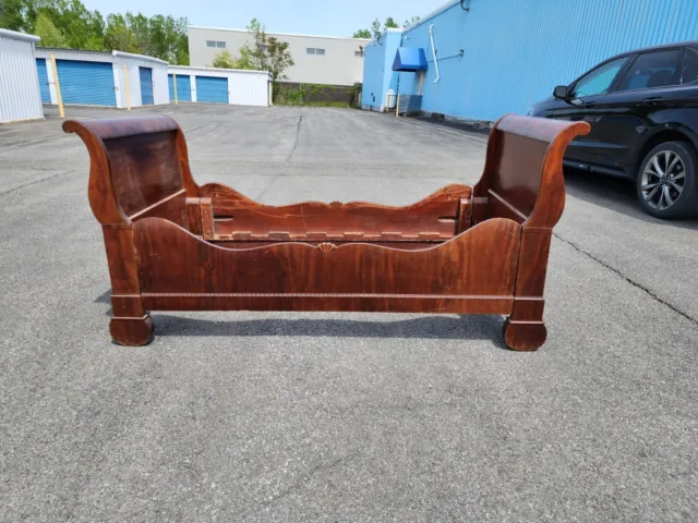 Antique Mahogany sleigh Bed American Empire Likely New York Circa 1820