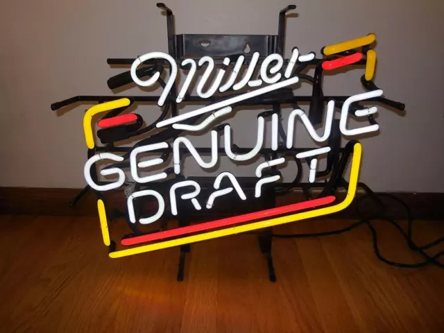 Miller Genuine Draft MGD Beer 17"x14" Neon Light Sign Lamp Bar Glass Wall Decor