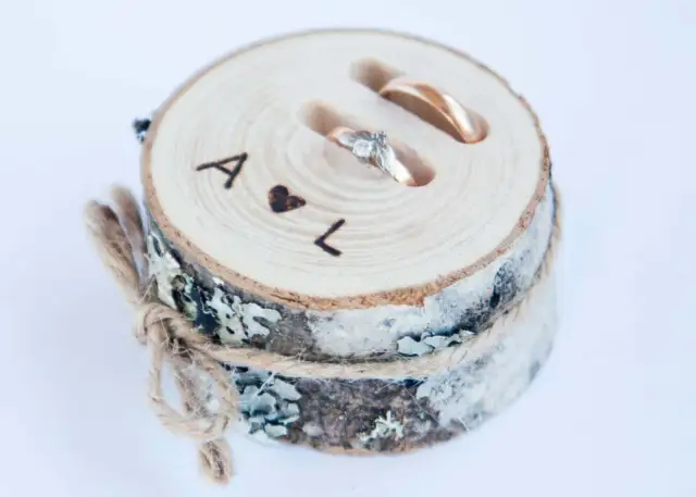 Rustic wood ring bearer pillow, wedding ring holder, rustic ring box