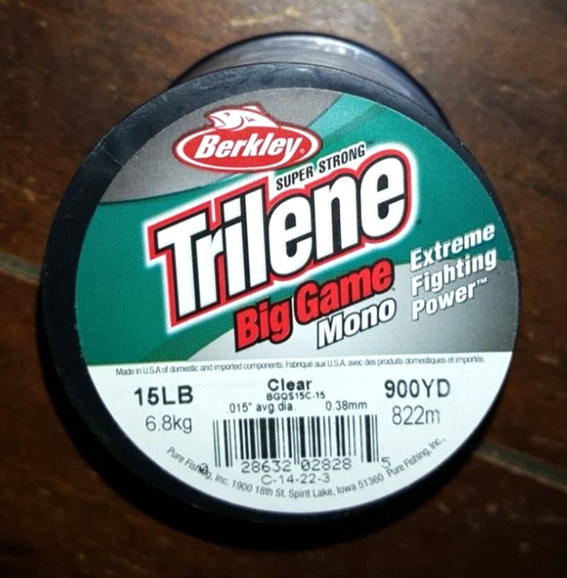 Berkley Trilene Super Strong BIG GAME Mono 15LB CLEAR 900YD Fishing Line!