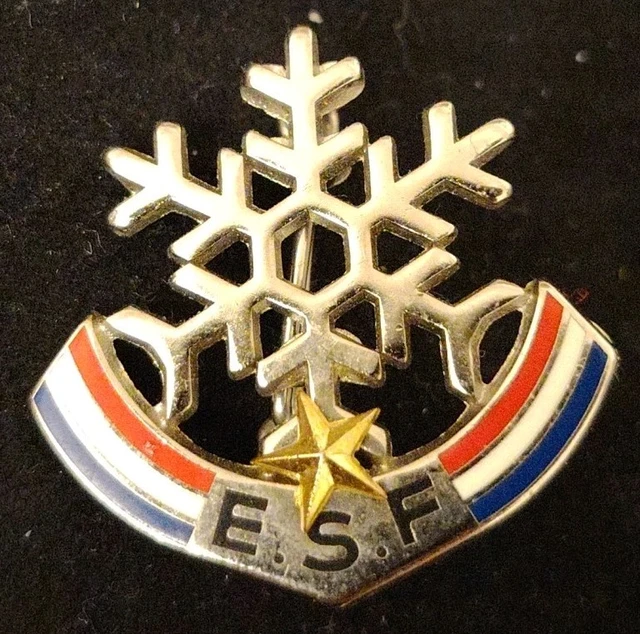 Broche Vintage ESF École De Ski Français - Marque Fournier - Métal - Épinglette Rétro