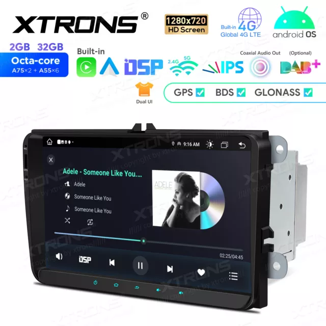XTRONS 9" Android 13 Autoradio GPS Navi für VW Passat CC Polo MK5 Sharan Touran 2