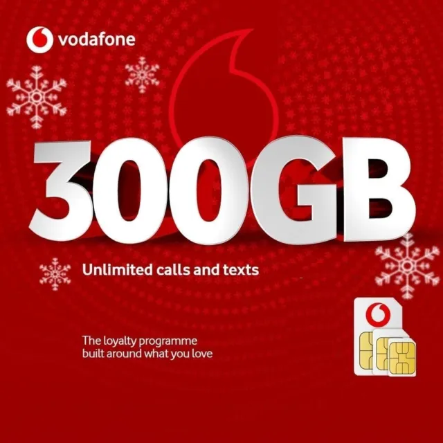 300GB Data 5G Vodafone Mobile Broadband Data Voxi Sim Standard Micro Nano💥