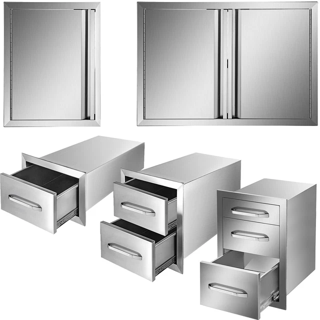 VEVOR Stainless Steel BBQ Drawers Outdoor Kitchen Island Door Drawer BBQ Grills
