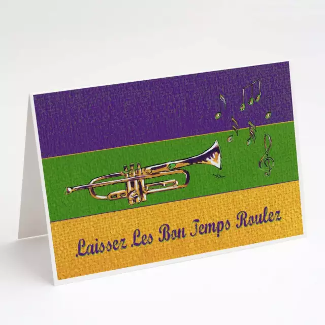 Mardi Gras Trumpet Greeting Cards Envelopes Pack of 8 8382GCA7P-S