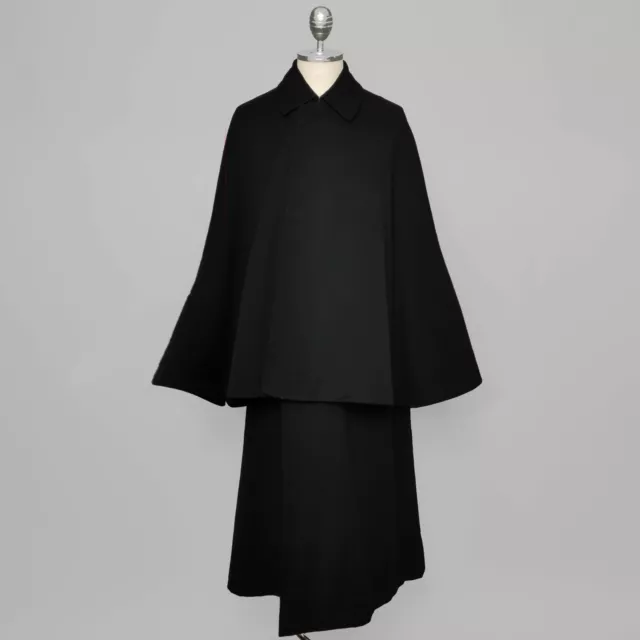 VTG Wool Inverness Cape Coat Japan Kimono Cloak Black Boro Vintage Antique