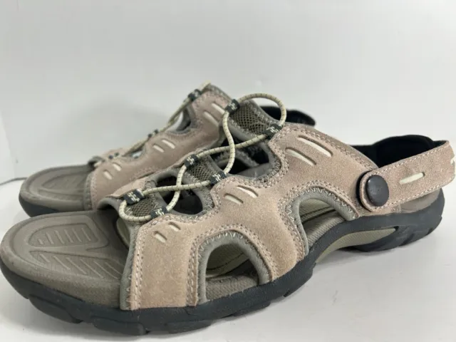 Bass H2O Shore Hiking Sport Sandals Women 8.5 SuedeTan Leather Shoes (PBin)