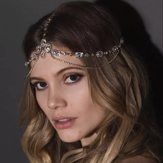 Bohemian Rhinestone Crystal Forehead Elven Hair Chain Wedding Headpiece Jewelry
