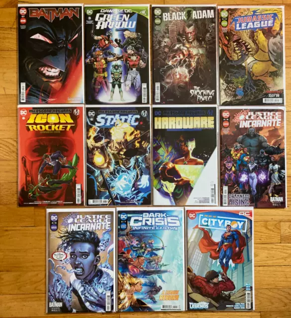 DC Comics Lot of 11 Batman Green Arrow Black Adam Icon Rocket Static Superman NM