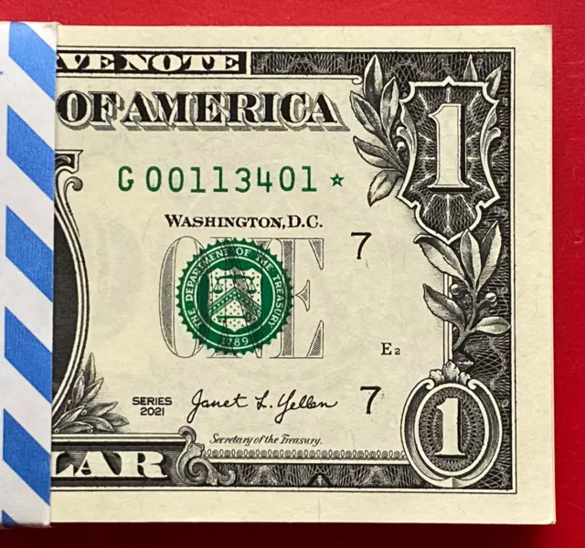NEW STAR NOTE 2021 $1 DOLLAR BILL ( CHICAGO G ) Low Serial Number -UNCIRCULATED