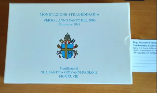 NL*VATICANO GIOVANNI PAOLO II Dittico 10000 + 10000 ANNO 1998 V/ANNO SANTO Proof