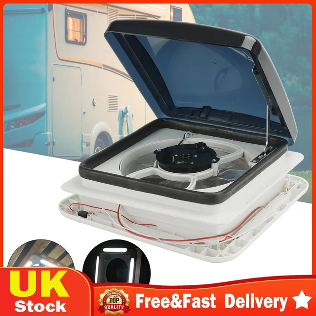 11& RV CARAVAN Roof Vent 3Speed Motor RV Fan 12V Skylight With LED
