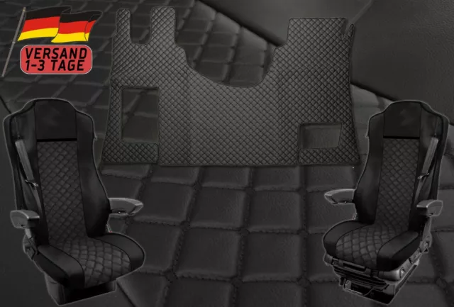 Fußmatten + Sitzbezüge 1+1 Für Mercedes Actros MP4 LKW Automatik ROT Öko- Leder