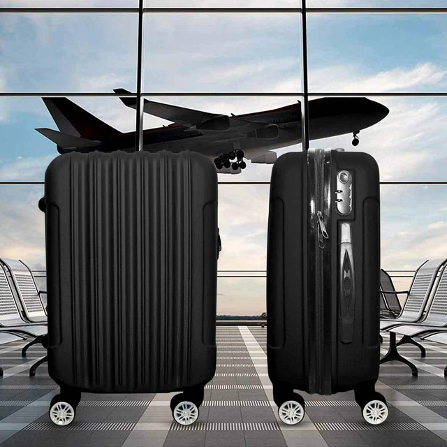 Trolley Rigido Da Viaggio Bagaglio a Mano Nero Voli Ryanair EasyJet 55x35x20 cm