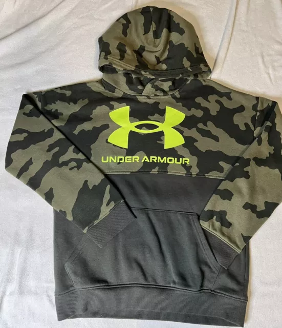 Under Armour Big Boys Rival Logo Hoodie Sweatshirt Color Cami & Neon Size YMD
