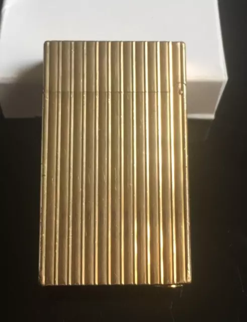 S.T.Dupont Lighter Ligne 2, Large Gold Plated Vintage vertical lines Collectable