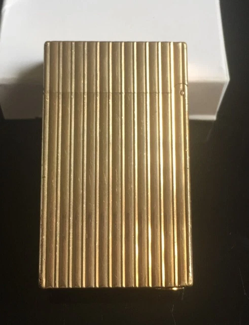 S.T.Dupont Lighter Ligne 2, Large Gold Plated Vintage vertical lines Collectable