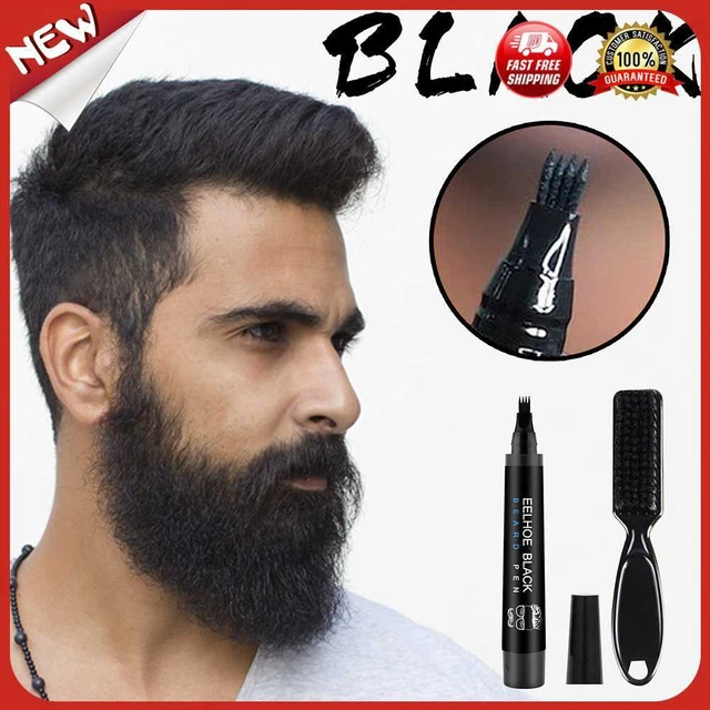 Pluma de relleno para barba de cuatro clavijas impermeable con forma de bigote del Reino Unido (marrón oscuro)