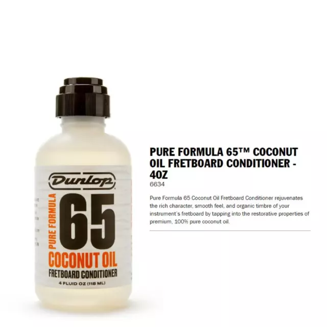 Dunlop 65 Coconut Oil Fretboard Conditioner Pure Formula – 4 oz 6634 3