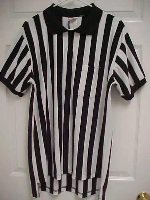 REFEREE Men Black White Striped Football Pullover 1/4 Zip Shirt L Rawlings