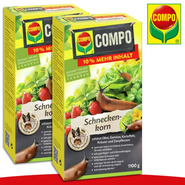 COMPO 2 x 1100 g Schneckenkorn Nacktschnecken Beet Schutz Gemüse Bio