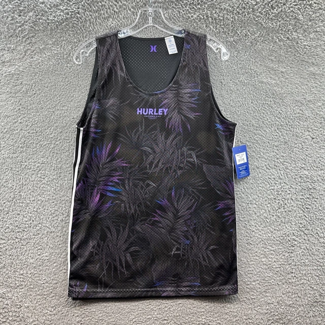 Hurley Tank Men's Size Small Black Tropical Escape Paradise Reversible Jersey S
