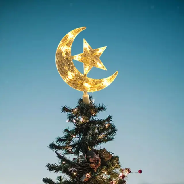 Christmas Tree Toppers Lamp Moon and Star Ornament for Cafes
