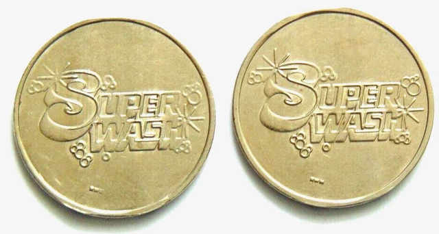 Super Wash Car Wash Token Lot OI 2 #370 Copper Aluminum Nickel 1.0625"