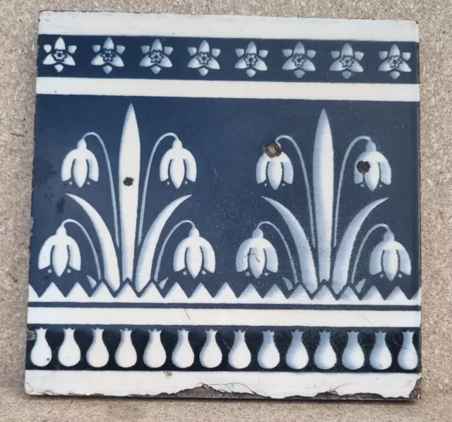 Antique fireplace tile, minton, design attributed to christopher dresser