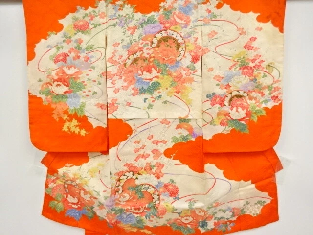 36908# Japanese Kimono / Antique Kimono For Girls / Drum With Flower