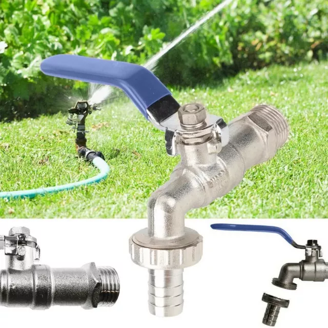 Garden Horticultural Faucet Water Tap Blue Handle Hose Plug Ball Type Valve