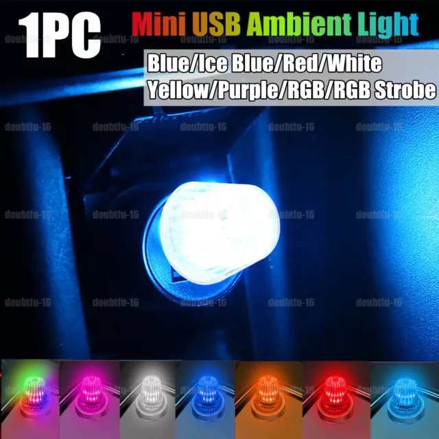 1x USB LED Mini Light Car Neon Atmosphere Ambient Bright Lamp Bulb Accessories