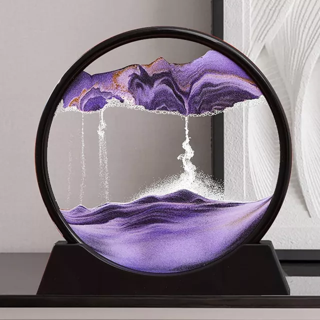 Moving 3D Sand Art Picture Round Glass Hourglass Deep Sea Sandscape Home Decor 3