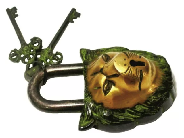 Lion Door Lock Antique Vintage Style Solid Brass Handcrafted Padlock Home Décor